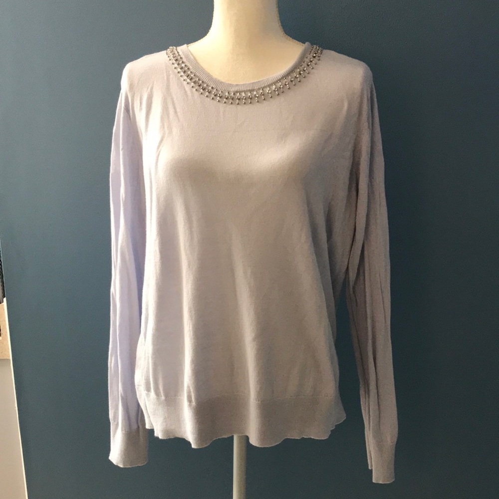 Ann Taylor Lightweight Sweater Embellished Neck